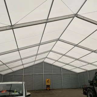 Interior view of a temporary steel frame commercial structure installed in Hull by Build Fast Hull Limited.