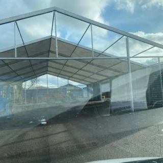 Front view of steel frame roof structure for commercial canopy project in Hull.
